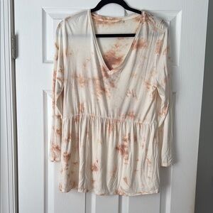Mystree Cream and White Relaxed Wrap Blouse